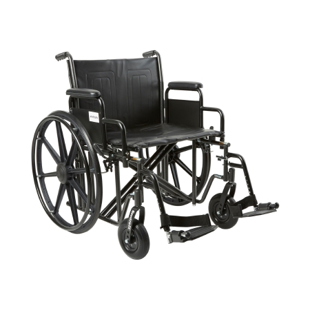McKesson Wheelchair - Detachable Arms, Swing-Away Footrests - Black, 250  lbs Weight Capacity, 1 Count