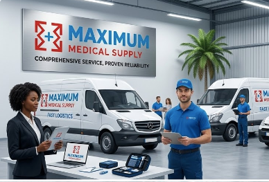 Maximum Fast Logistics medical courier team in Louisiana with branded delivery vans, providing sterile, verified transport and cold-chain solutions for labs and clinics.